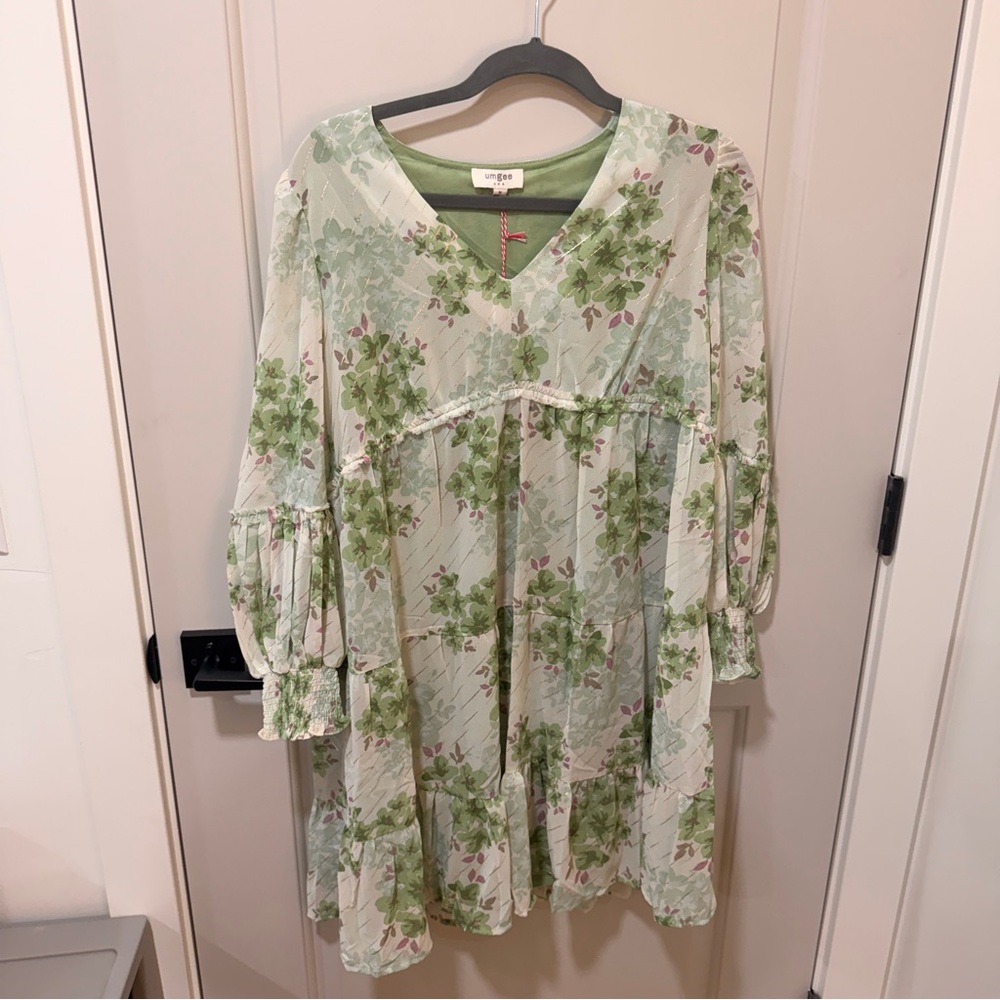 Umgee Green Floral Mini Dress